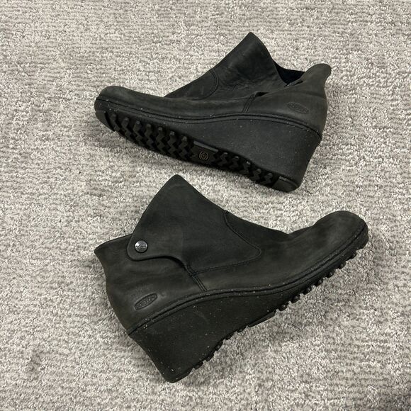 Keen Akita Ankle Boots Womens 8 Slate Gray Wedge Leather Snap Closure - Picture 8 of 11